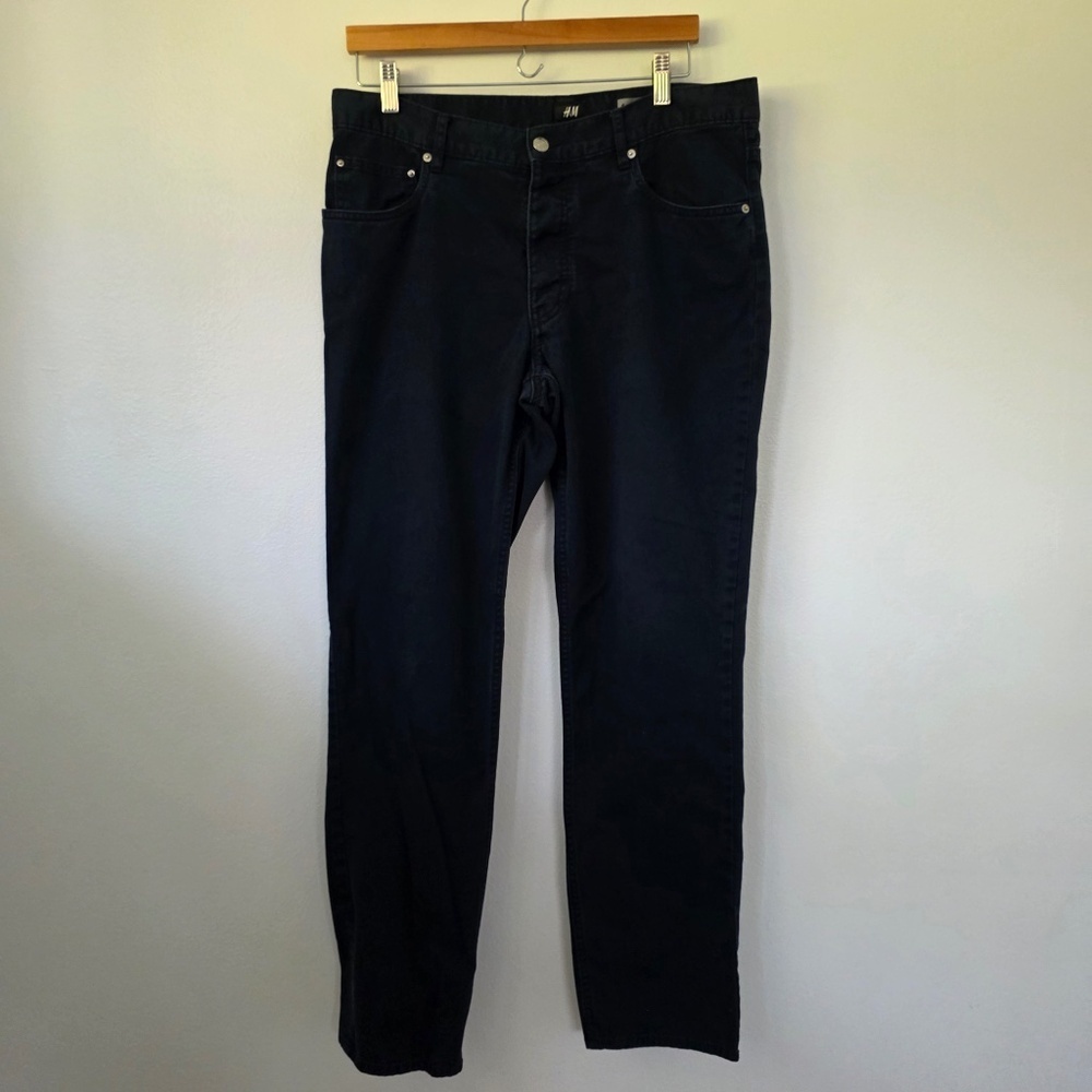 H&M Button Fly Navy‎ Blue Slim Fit Pants - 34